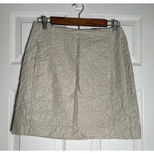 Banana Republic Womans 6 Tan Oatmeal Linen Pencil Skirt Pockets Zipper Lined